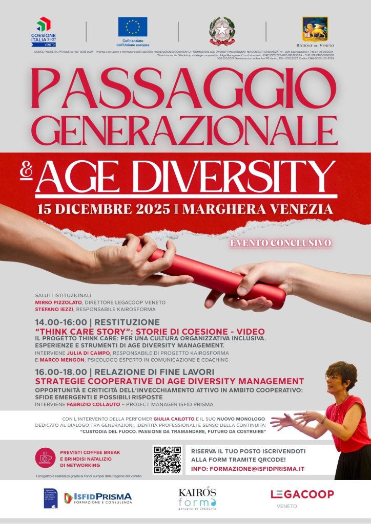 BANNER Age Diversity Management Evento di chiusura 15.12.2025 Legacoop Venezia Isfid Prisma Kairosforma